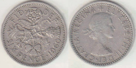 1960 Great Britain Sixpence A008346